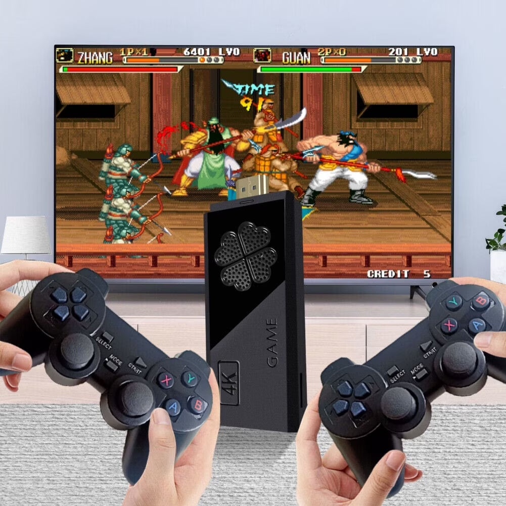 64GB 4K Video Game Stick with 20,000+ Games – Portable HDMI Retro Console, 2 Wireless Gamepads, Supports 4K TV Output, Ideal Gift for Kids