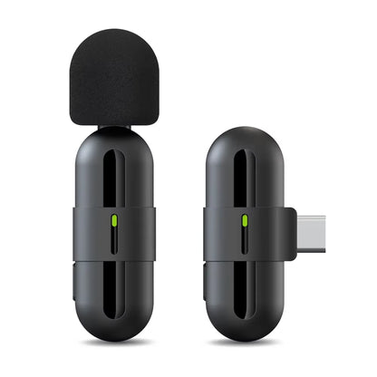 Mini Wireless Lavalier Microphone Noise Cancelling for Iphone Android Cameras - Portable Wireless Mic for Live Interviews