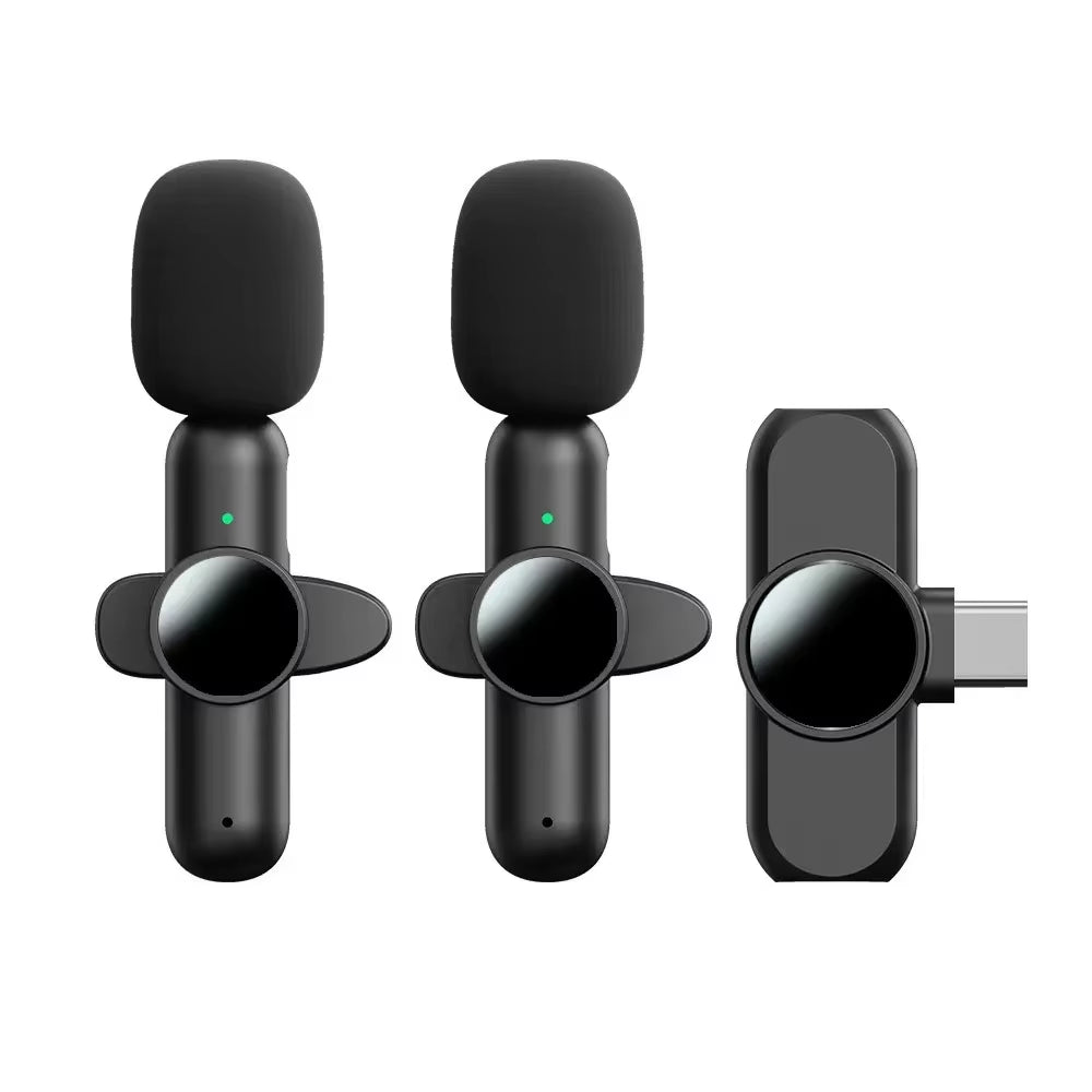 Mini Wireless Lavalier Microphone Noise Cancelling for Iphone Android Cameras - Portable Wireless Mic for Live Interviews