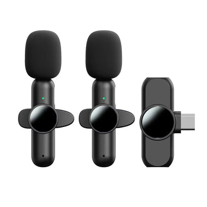 Mini Wireless Lavalier Microphone Noise Cancelling for Iphone Android Cameras - Portable Wireless Mic for Live Interviews