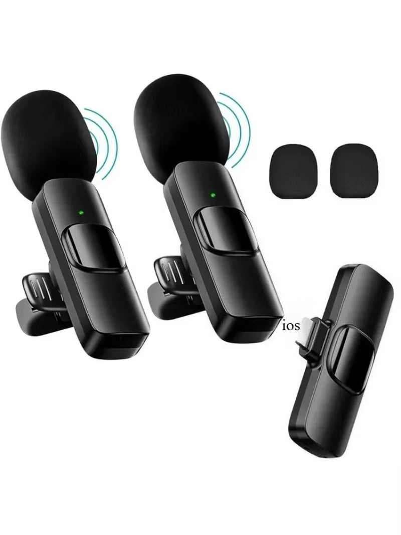 Mini Wireless Lavalier Microphone Noise Cancelling for Iphone Android Cameras - Portable Wireless Mic for Live Interviews