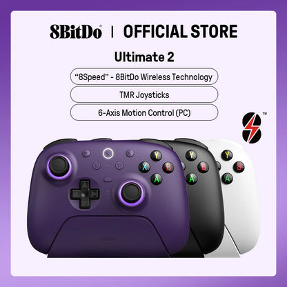 8Bitdo Ultimate 2 Wireless Gaming Controller for PC & Android with TMR Joysticks, Switchable Triggers, Motion Control, 8Speed