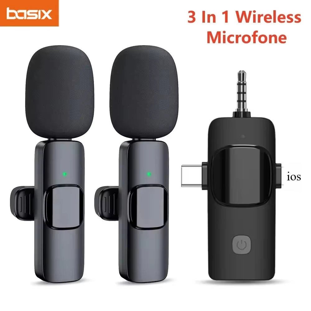 Mini Wireless Lavalier Microphone Noise Cancelling for Iphone Android Cameras - Portable Wireless Mic for Live Interviews