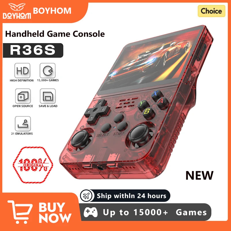 R36S Retro Handheld Game Console - 3.5" IPS Screen, Linux System, 64GB/128GB Games - Perfect Gift for Kids!