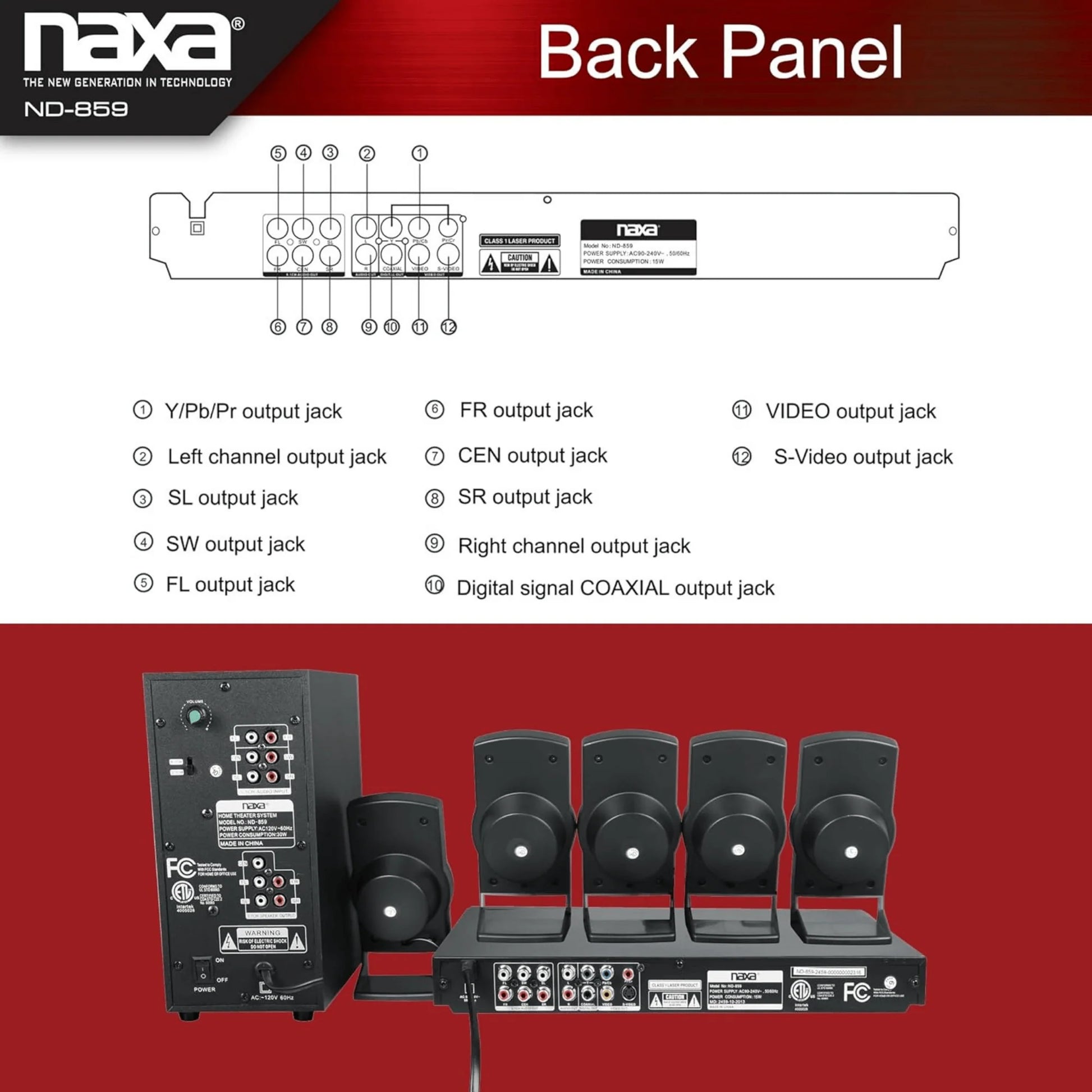Naxa 5.1-Channel Home Theater DVD & Karaoke System - Refurbished