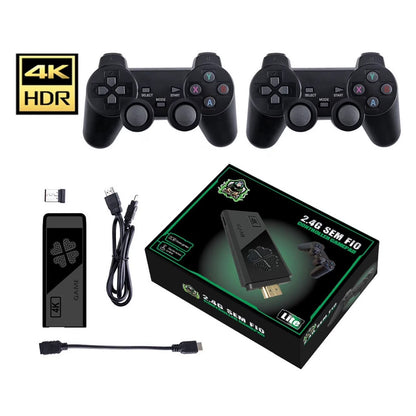 64GB 4K Video Game Stick with 20,000+ Games – Portable HDMI Retro Console, 2 Wireless Gamepads, Supports 4K TV Output, Ideal Gift for Kids