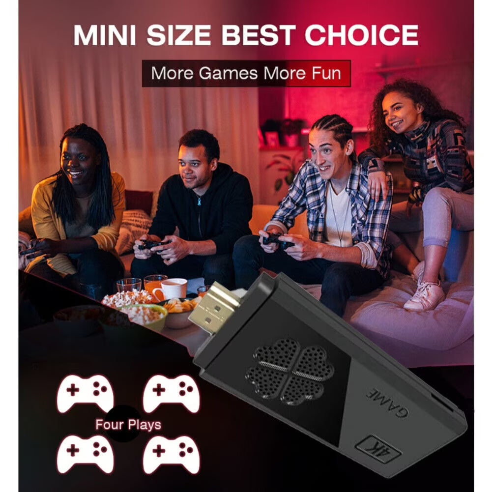 64GB 4K Video Game Stick with 20,000+ Games – Portable HDMI Retro Console, 2 Wireless Gamepads, Supports 4K TV Output, Ideal Gift for Kids