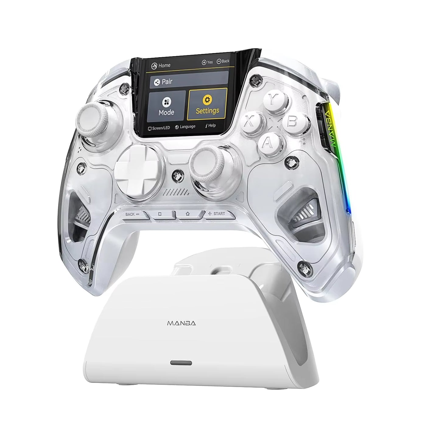 Manba One V2 Wireless Gaming Controller for Switch/Pc/Ios/Android Hall Effect Stick RGB Light 1800Mah with Charging Dock
