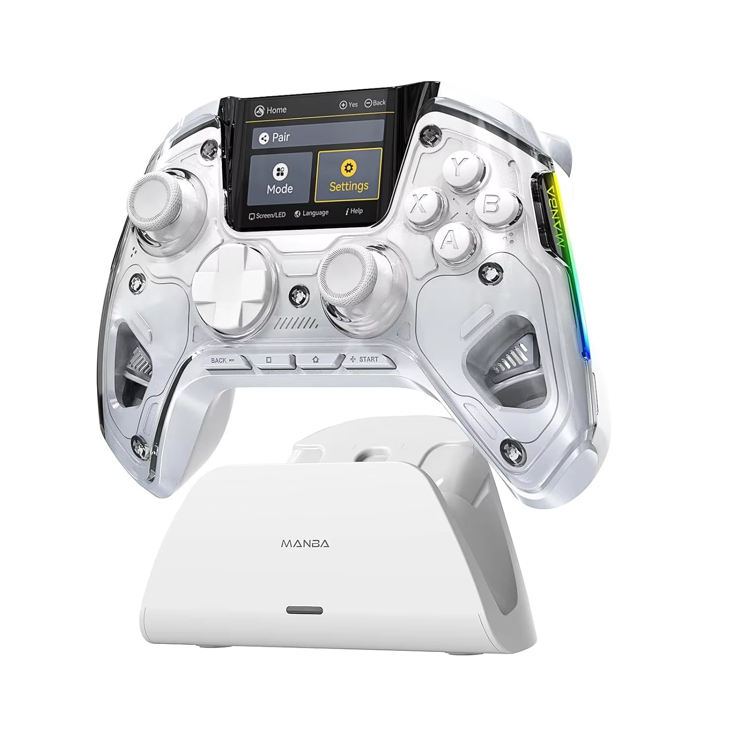 Manba One V2 Wireless Gaming Controller for Switch/Pc/Ios/Android Hall Effect Stick RGB Light 1800Mah with Charging Dock