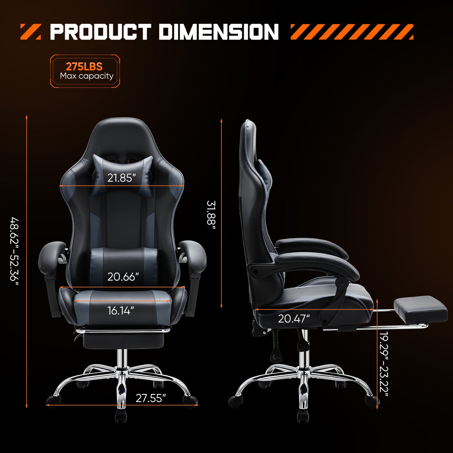 Sweetcrispy Ergonomic Gaming Chair – Reclining Racing Style with Lumbar Support