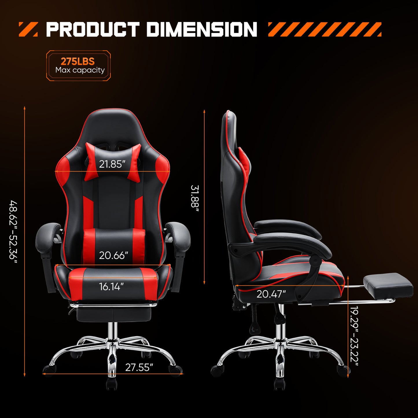 Sweetcrispy Ergonomic Gaming Chair – Reclining Racing Style with Lumbar Support