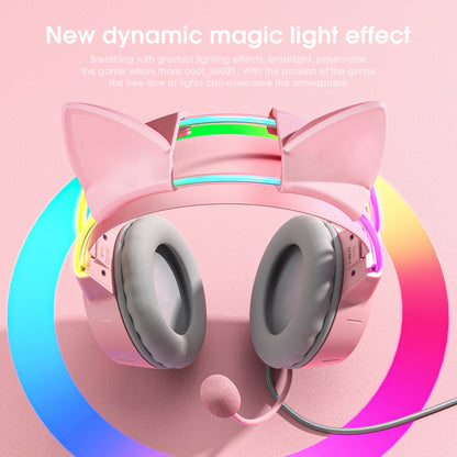 LED Wired Gaming Headset with Mic — Cat Ear & Classic Styles, USB, 20Hz–20kHz, Black & Pink