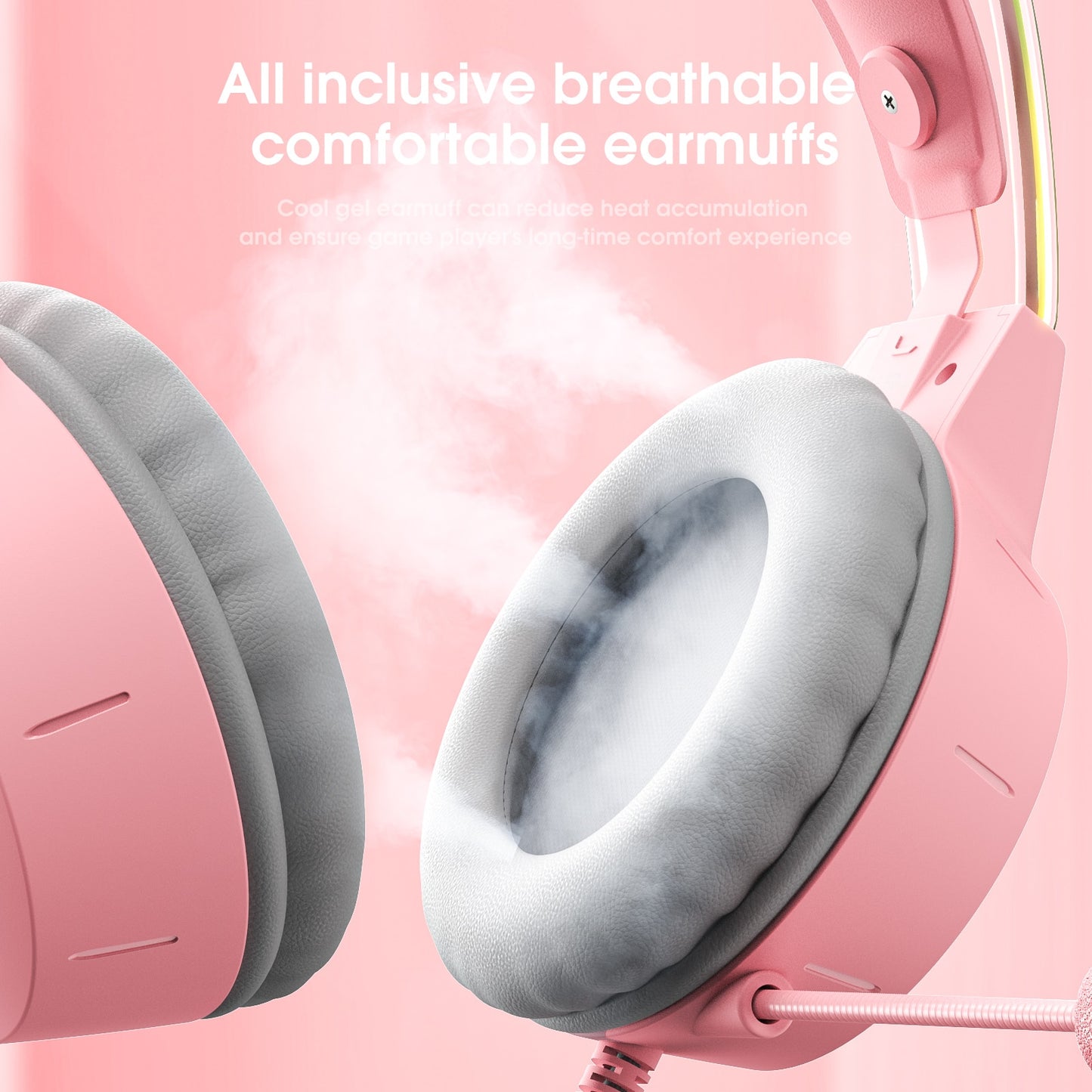 LED Wired Gaming Headset with Mic — Cat Ear & Classic Styles, USB, 20Hz–20kHz, Black & Pink