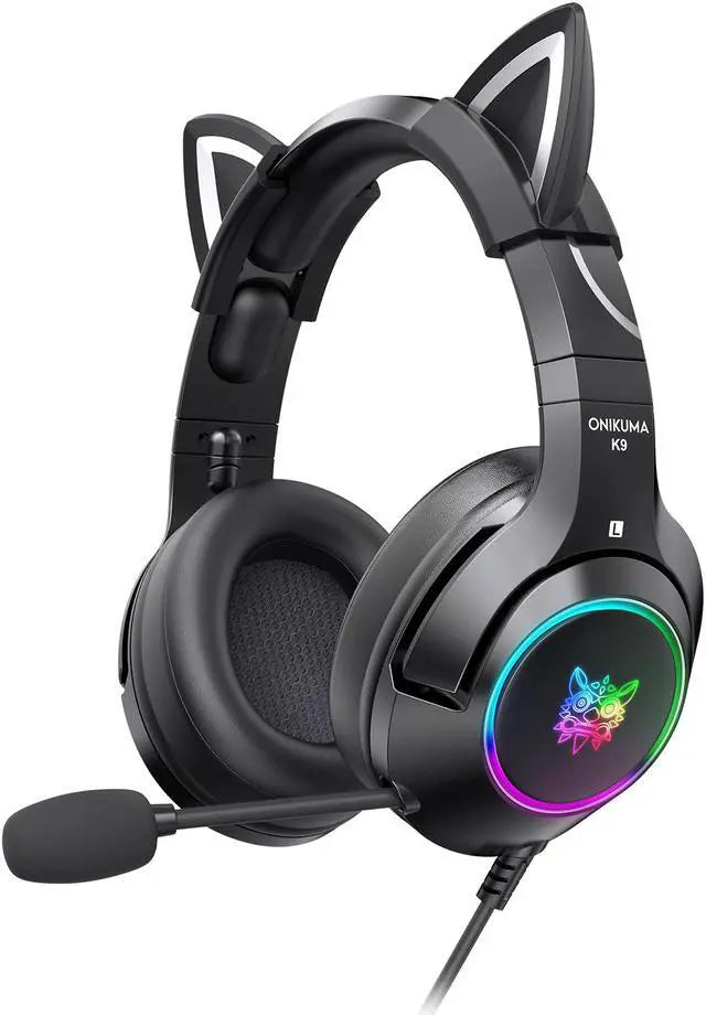 LED Wired Gaming Headset with Mic — Cat Ear & Classic Styles, USB, 20Hz–20kHz, Black & Pink