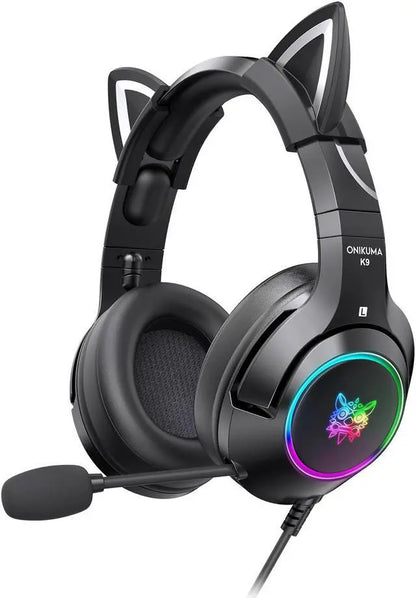 LED Wired Gaming Headset with Mic — Cat Ear & Classic Styles, USB, 20Hz–20kHz, Black & Pink