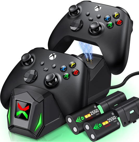 Controller Charger for Xbox, Charging Station with 2*2550Mah Controller Battery Packs for Xbox Series/One X/S/Elite
