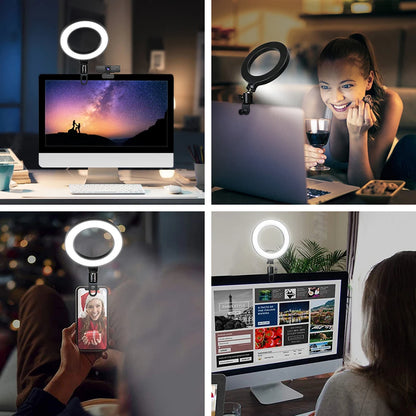 6.3 Inch LED Ring Lights round Lamp Selfie Live Streaming USB Desktop Clip for Youtube Macbook PC Laptop Computer Tiktok Stream