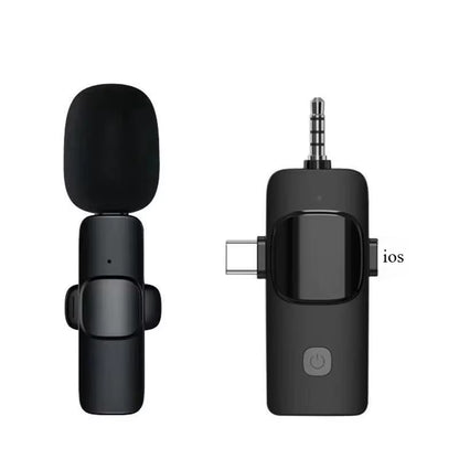 Mini Wireless Lavalier Microphone Noise Cancelling for Iphone Android Cameras - Portable Wireless Mic for Live Interviews
