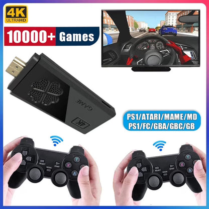 64GB 4K Video Game Stick with 20,000+ Games – Portable HDMI Retro Console, 2 Wireless Gamepads, Supports 4K TV Output, Ideal Gift for Kids